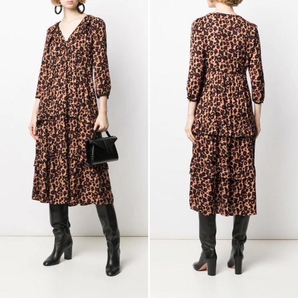 Ba&sh Brown Tracy Leopard Print Dress